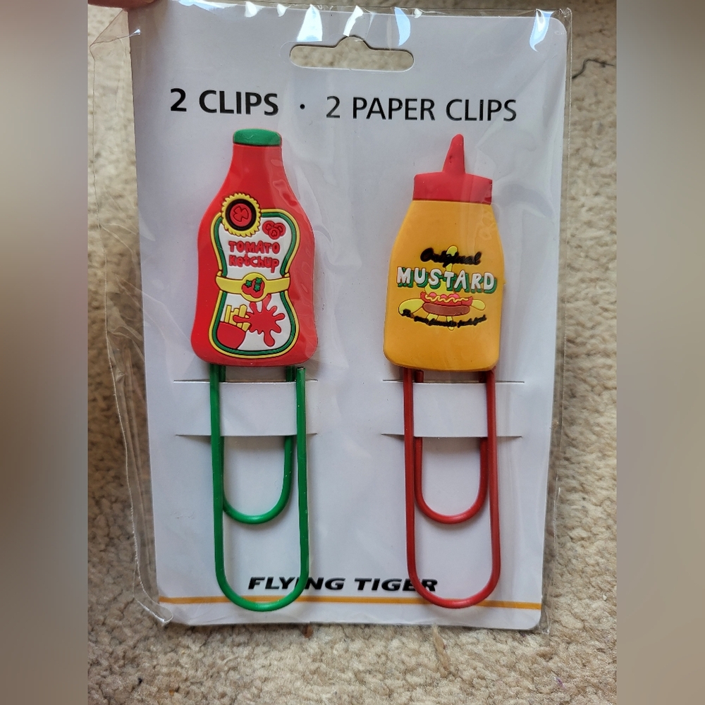 Large Ketchup and Mustard Paper Clips, New